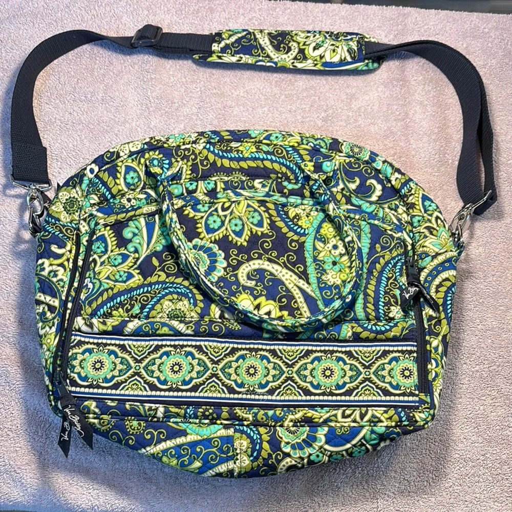 Green and Blue Quilted Laptop Bag with Paisley Print Vera Bradley